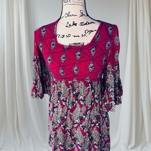 Raga Alice Women’s XS Embroidered Boho Floral Printed Flared Mini Dress